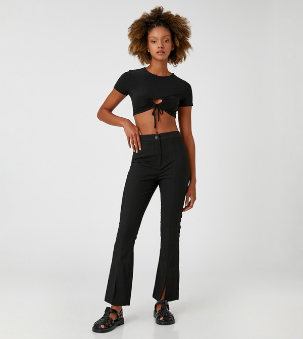 Slit Detail Flared Leg Pants