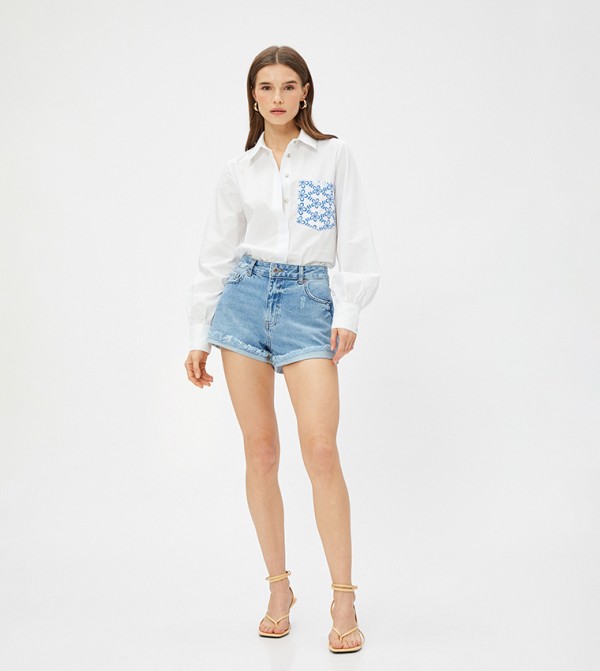 Embellished Pocket Detail Relaxed Fit Shirt