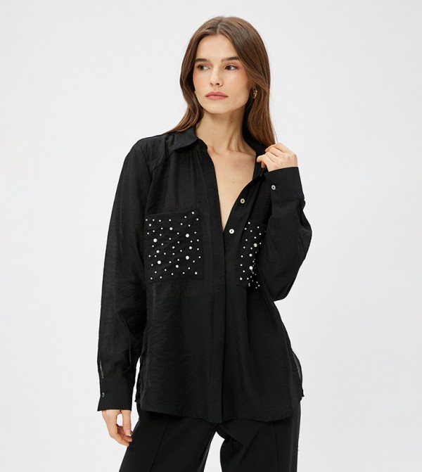 Pearl Detail Long Sleeves Shirt