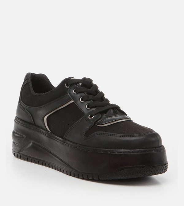 Buy Ardene Solid Flatform Sneakers In Black | 6thStreet UAE