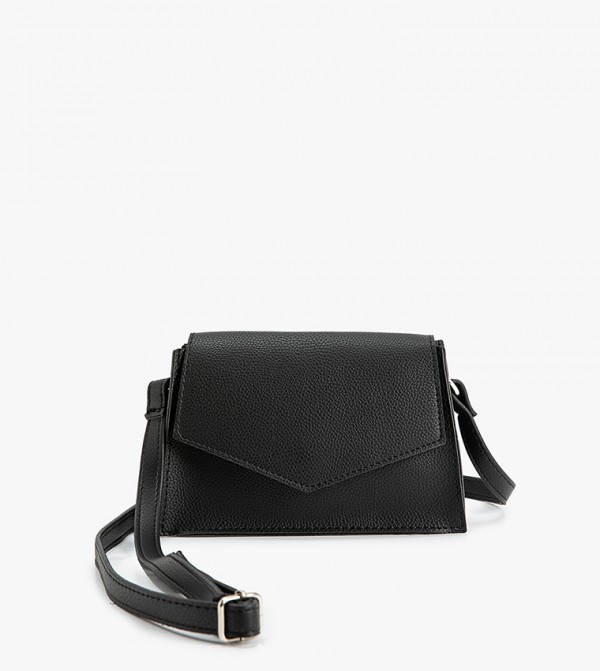 Textured Faux Leather Flap Crossbody Bag