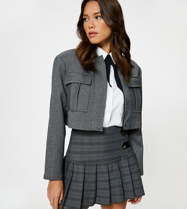 Patterned Cropped Jacket