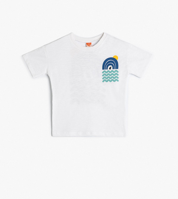 Koton T-Shirt Donna Cotone | Maglietta Manica Corta Stampata | Basic ECRU Taglia M | Casual Chic
