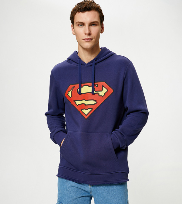 Superman Licensed Printed Long Sleeves Hoodie