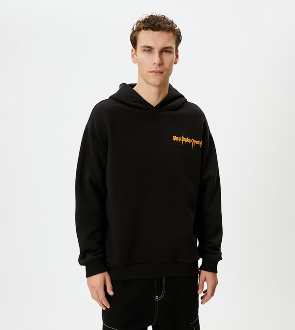 Back Skull Themed Printed Oversized Hoodie