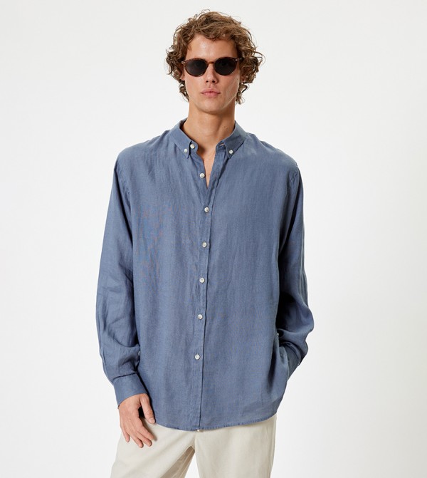 Solid Button Down Linen Shirt
