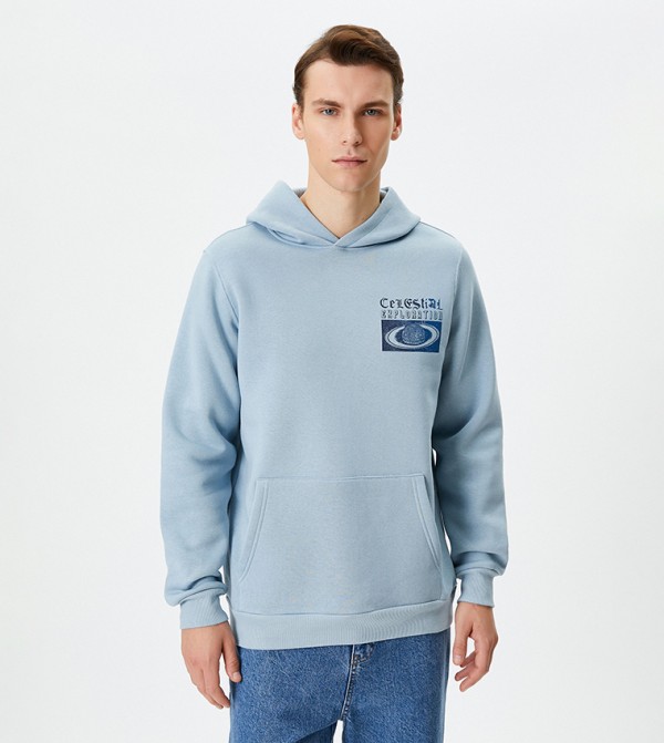 Space Themed Back Printed Relaxed Fit Hoodie