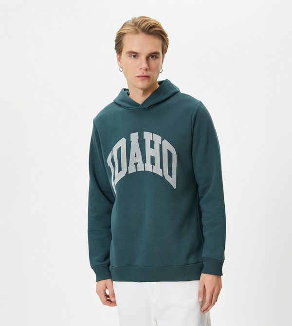 Typography Printed Long Sleeves Hoodie