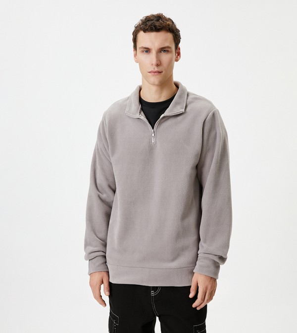 سويتشيرت سادة بنصف سحاب 