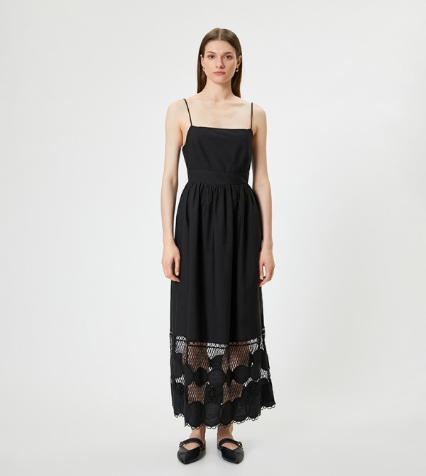 Laced Hem Strappy Maxi Dress