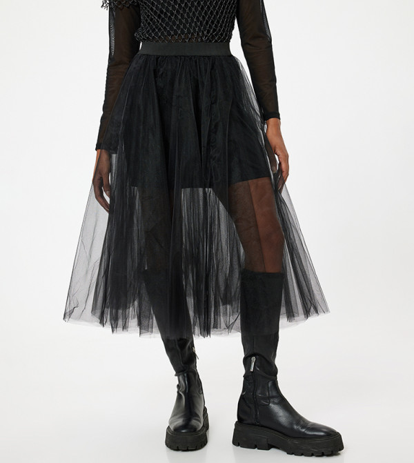 Shimmer Tulle Midi Skirt