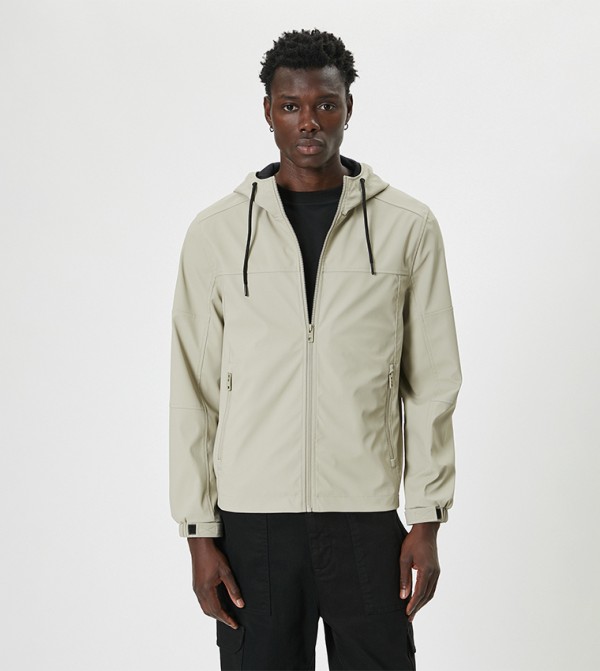 Solid Slim Fit Hooded Jacket