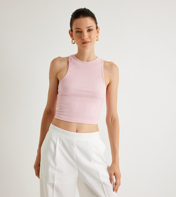 Ribbed Crew Neck Tank Top