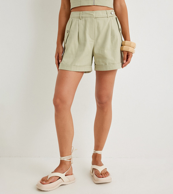 Solid High Waist Casual Shorts