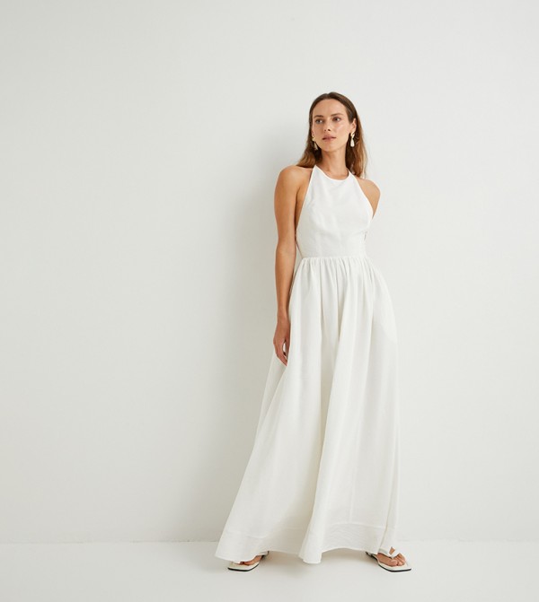 Solid Halterneck Maxi Dress