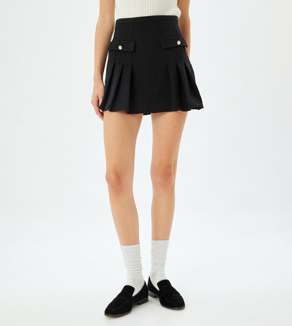 Elastic Waist Tweed Mini Skirt