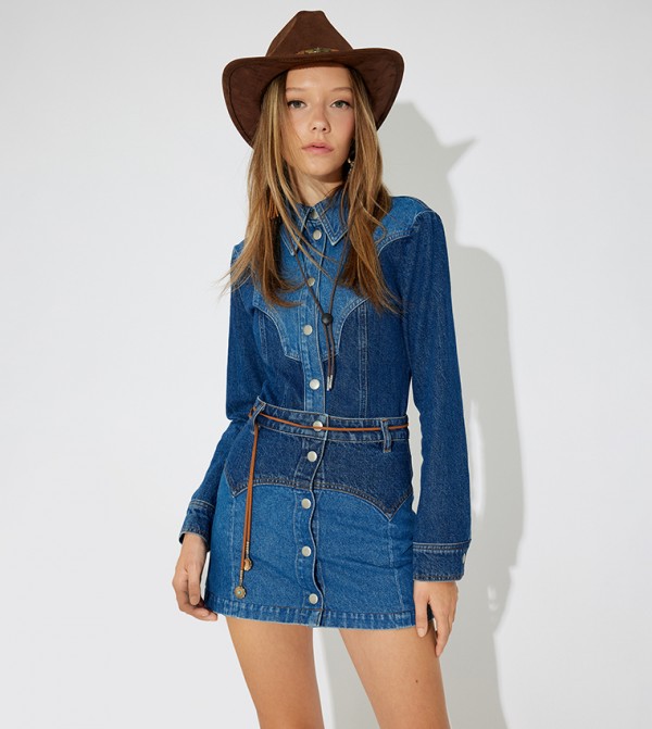 Color Block Denim Shirt