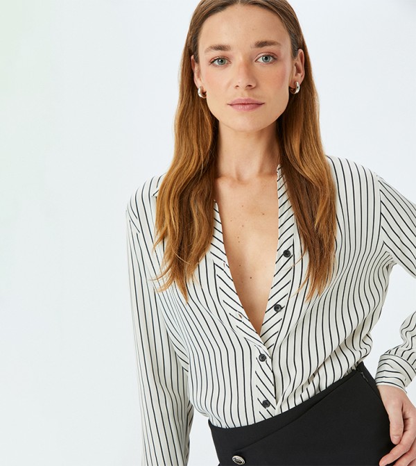 Striped Long Sleeves Satin Shirt