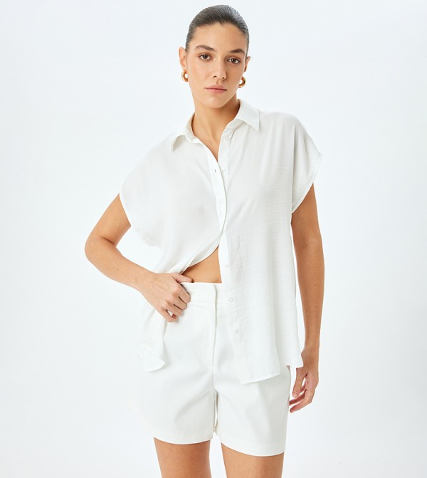 Crinkled Cap Sleeves Shirt