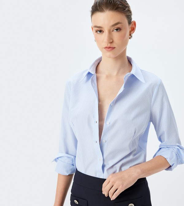 Striped Long Sleeves Slim Fit Shirt