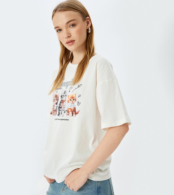 Printed Crew Neck Oversized T-Shirt