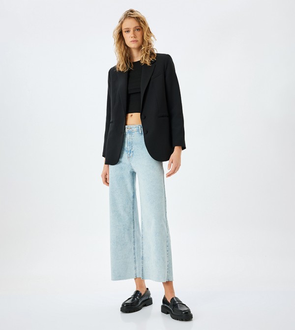 Washed Straight Fit Cropped Jeans