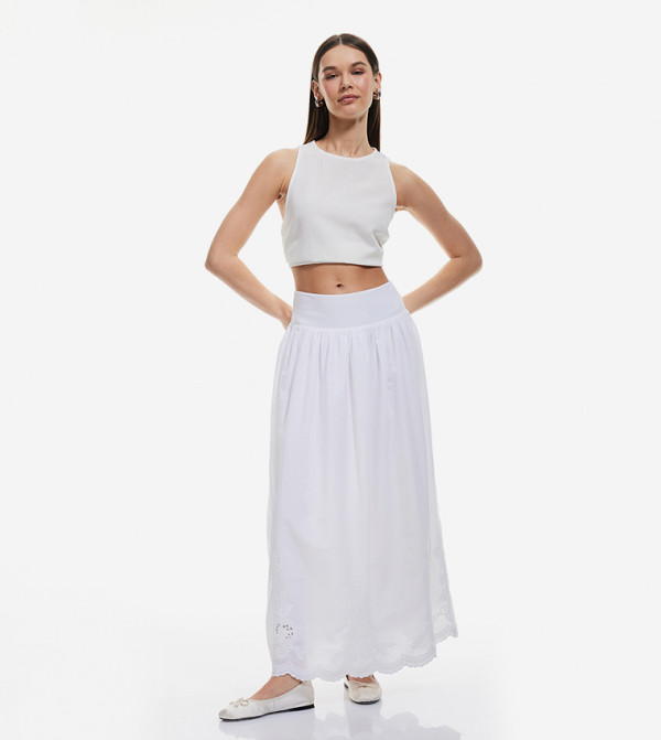 Solid High Waist Maxi Skirt