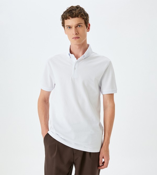Textured Short Sleeves Polo T-Shirt
