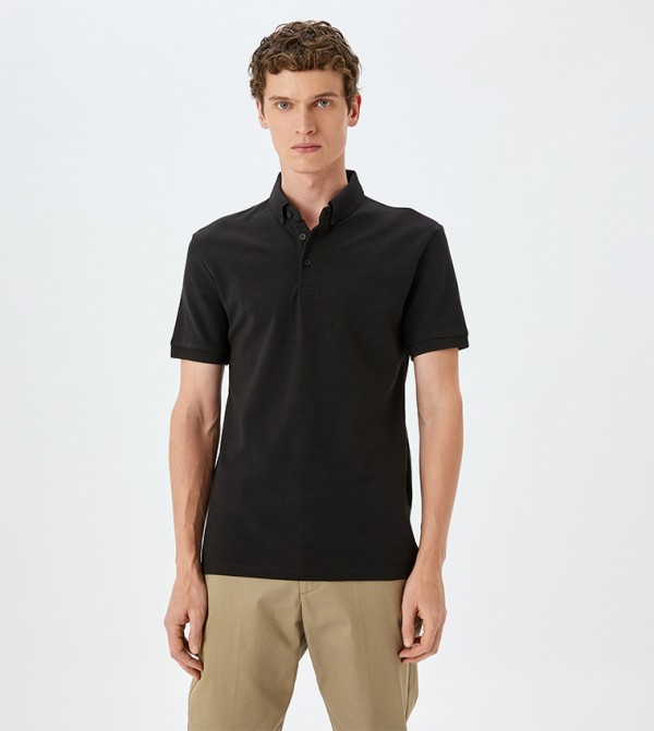 Textured Short Sleeves Polo T-Shirt