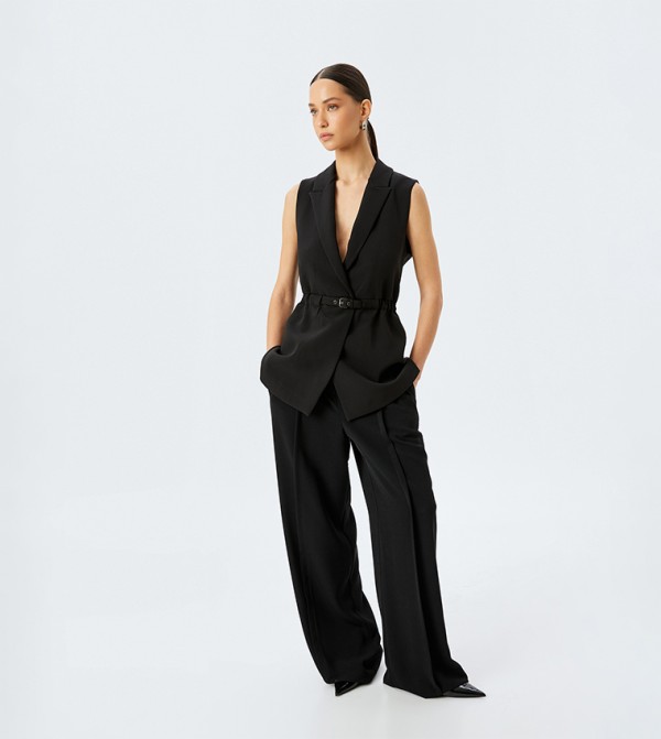 Solid Lapel Collar Vest