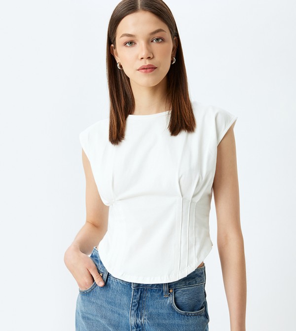 Solid Pleated Crop Top
