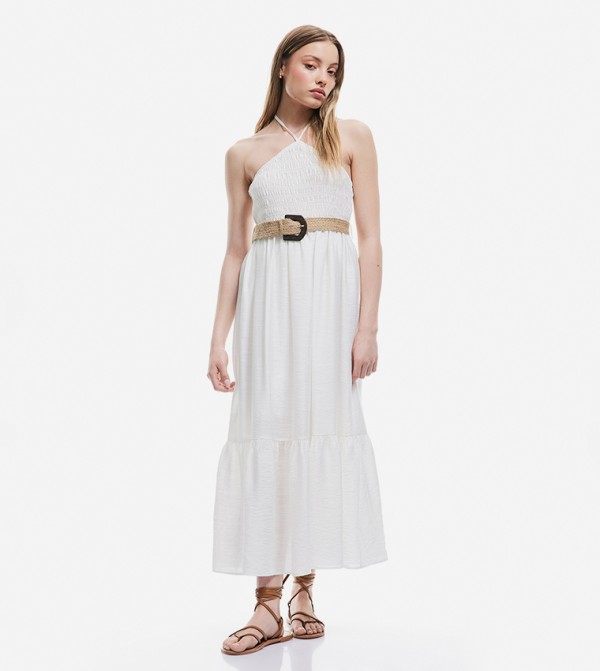 Belted Halterneck Maxi Dress