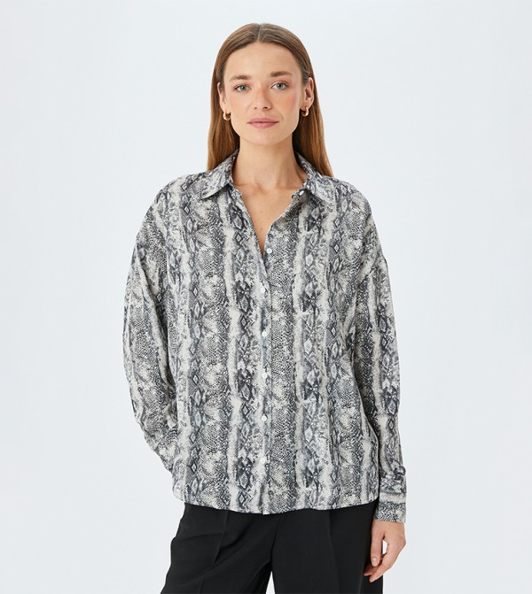 Printed Long Sleeves Satin Shirt