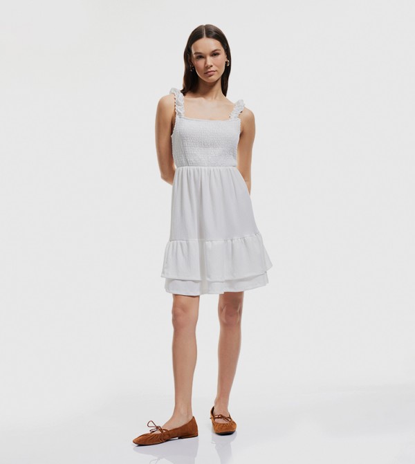 Textured Square Neck Mini Dress