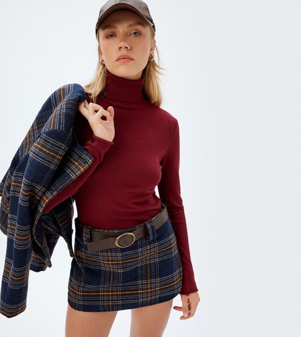 Textured Turtleneck Sweater