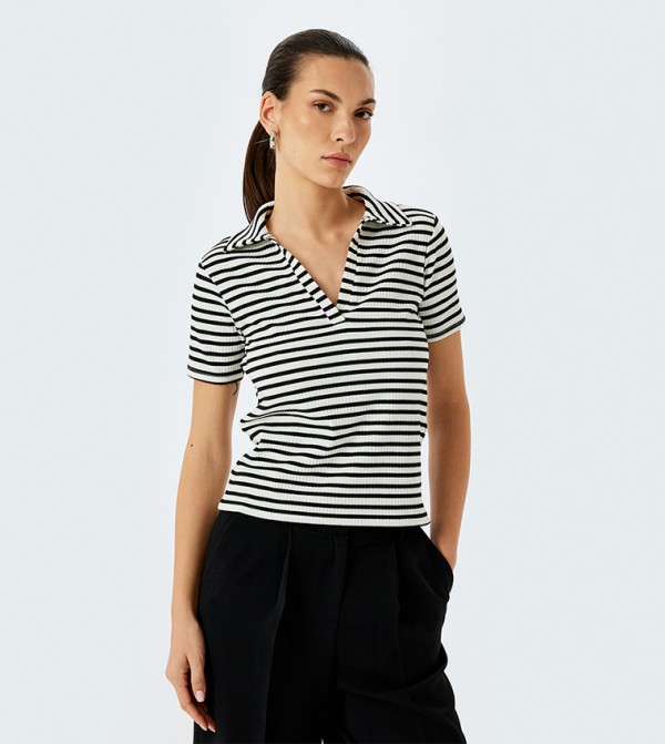 Striped Short Sleeves Polo T-Shirt