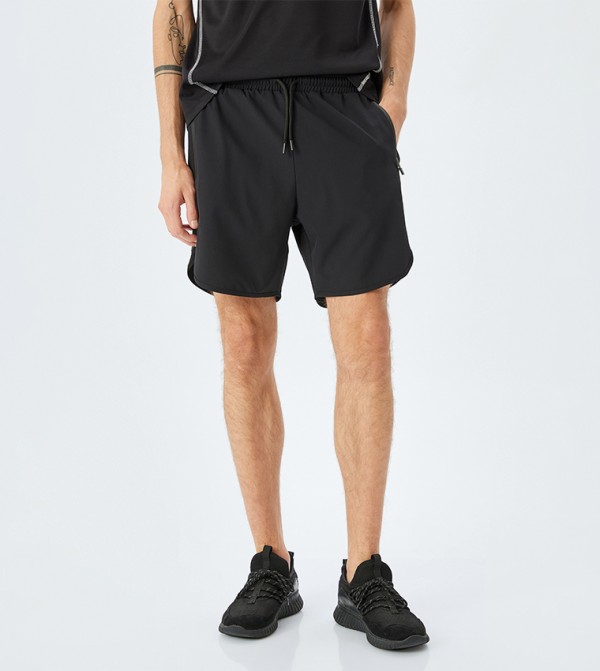 Solid Drawstring Waist Active Shorts