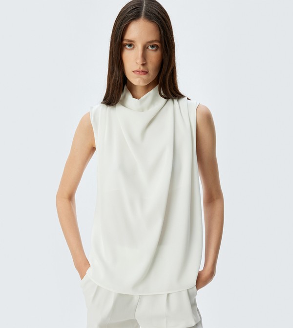 Solid High Neck Sleevesless Top