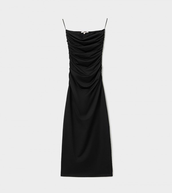 Solid Strappy Midi Dress