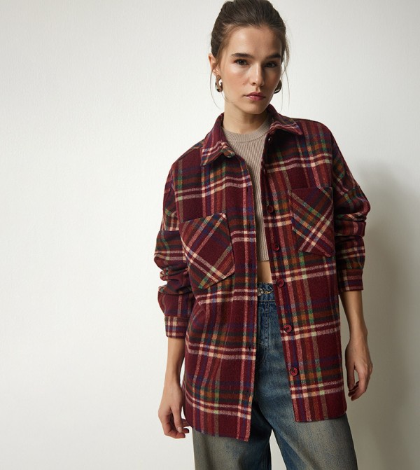 Oversized plaid hotsell coat womens