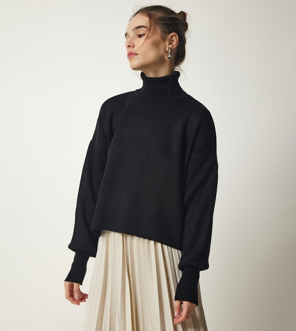 Oversized black 2025 turtleneck sweater