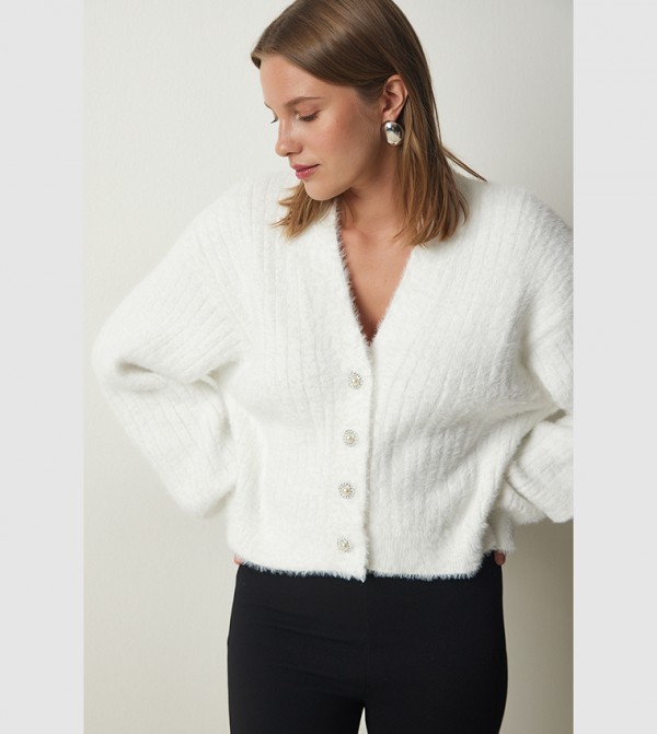 Oversized white knit outlet cardigan