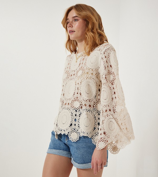 Crew Neck Lace Top