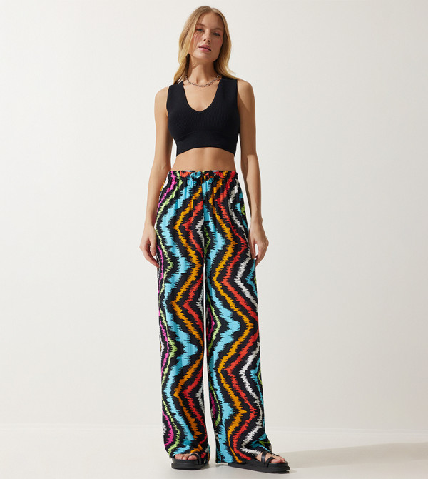 Buy Happiness İstanbul Patterned Wide Leg Pants In Multiple Colors
