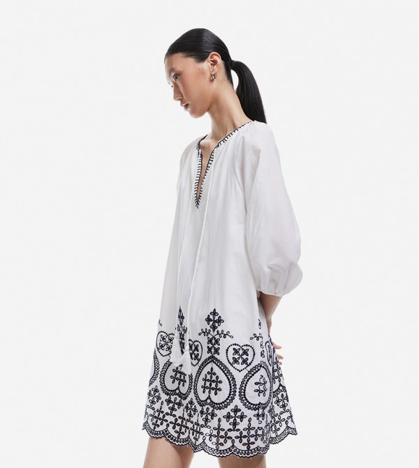 Ethnic Embroidered Long Sleeves Mini Dress