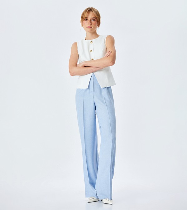 Solid High-Rise Trousers