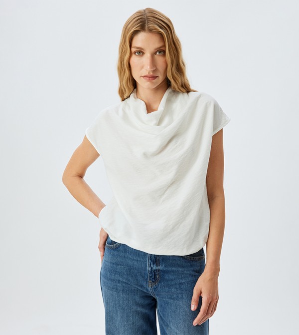 Textured Cowl Neck Viscose Top