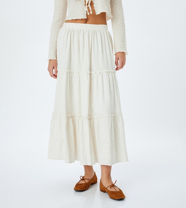 Tiered Elastic Waist Maxi Skirt