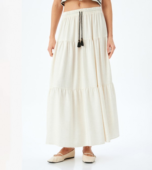 Tiered Elastic Waist Maxi Skirt