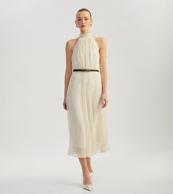 Polka Dot Halter Neck Midi Dress